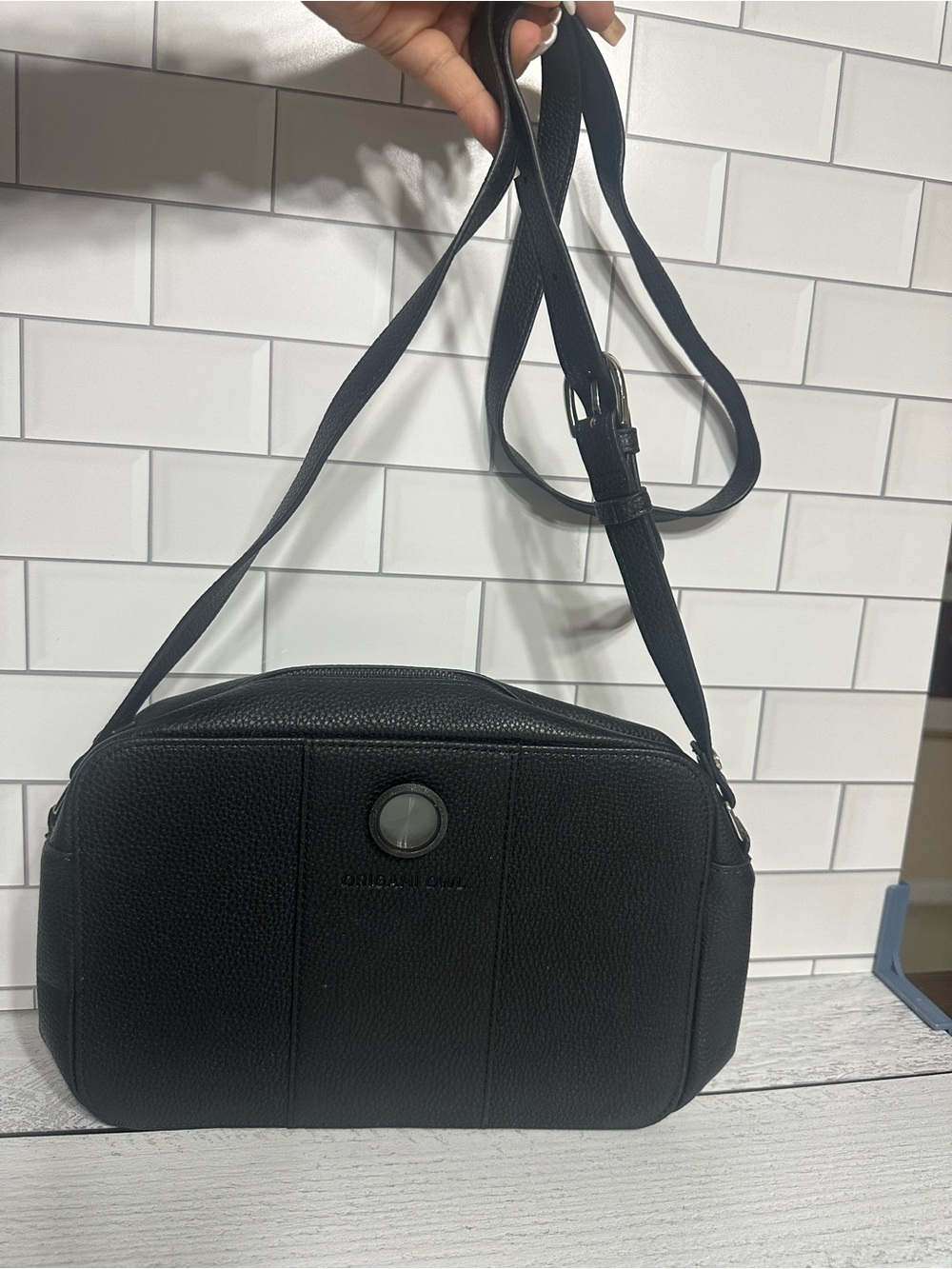 Black Pebbled Crossbody Bag